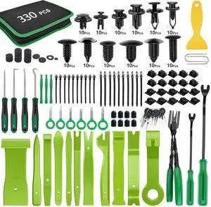 330Pcs Trim Removal Tool, Auto Push Pin Bumper Retainer Clip Set Fastener Terminal Remover Tool Adhesive Cable Clips Kit Car Panel Radio Removal Auto Clip Pliers, Green 330Pcs Trim Removal Tool, Auto Push Pin Bumper Retainer Clip Set Fastener Terminal Remover Tool Adhesive Cable Clips Kit Car Panel Radio Removal Auto Clip Pliers, Green