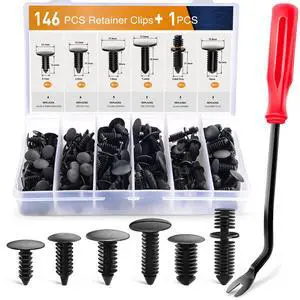 146PCS Nylon Bumper Shield Retainer & Double End Xmas Tree Retainers Clips Universal Auto Body Shield Retainer Fastener Clip Assortment- Bonus Fastener Remover 146PCS Nylon Bumper Shield Retainer & Double End Xmas Tree Retainers Clips Universal Auto Body Shield Retainer Fastener Clip Assortment- Bonus Fastener Remover