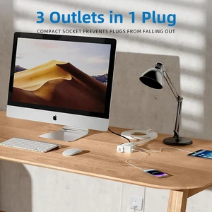 Indoor Extension Cord, 2 Prong 6 Feet Extension Cord, 3 Polarized Outlets with Safety Slide Windows,13A/1625W, 16 AWG, 4 Packs Indoor Extension Cord, 2 Prong 6 Feet Extension Cord, 3 Polarized Outlets with Safety Slide Windows,13A/1625W, 16 AWG, 4 Packs
