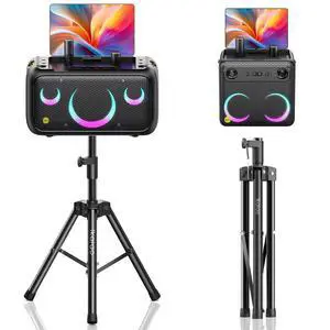 Speaker Stand Adjustable Height 36"-47", Heavy Duty Carbon Steel Karaoke Machine Stands with Dual Tension Knobs, Portable Tripod Speaker Mount for PA DJ System & Party, 35mm Insert, 66lbs Load Speaker Stand Adjustable Height 36"-47", Heavy Duty Carbon Steel Karaoke Machine Stands with Dual Tension Knobs, Portable Tripod Speaker Mount for PA DJ System & Party, 35mm Insert, 66lbs Load