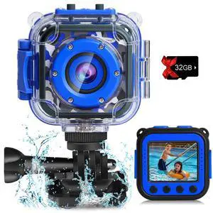 Pool Toy & Kids Underwater Camera - IP68 Waterproof Action Camera for Boys Ages 3-12, 1080P Video, 32GB Card, Mount for Bike & More, Birthday Gift for Diving, Swimming, Riding, Snorkeling Pool Toy & Kids Underwater Camera - IP68 Waterproof Action Camera for Boys Ages 3-12, 1080P Video, 32GB Card, Mount for Bike & More, Birthday Gift for Diving, Swimming, Riding, Snorkeling