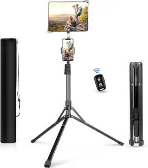 67-in iPad Tripod Stand, 360 Rotating Tablet Mount & Phone Holder, Compatible with 9.9-15.7 Inches Tablets 67-in iPad Tripod Stand, 360 Rotating Tablet Mount & Phone Holder, Compatible with 9.9-15.7 Inches Tablets
