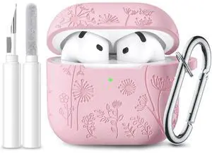 for AirPods 4 Case with Cleaner Kit & Keychain, Pink for AirPods 4 Case with Cleaner Kit & Keychain, Pink
