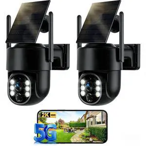Solar Security Cameras Wireless Outdoor, 5G&2.4GHz Cameras for Home Security, 2K Solar Outdoor Camera, Color Night Vision, AI Human Detection, 2-Way Talk, Siren Alarms (2-Pack) Solar Security Cameras Wireless Outdoor, 5G&2.4GHz Cameras for Home Security, 2K Solar Outdoor Camera, Color Night Vision, AI Human Detection, 2-Way Talk, Siren Alarms (2-Pack)