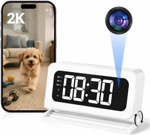 Picturesky 2K Hidden Clock Camera, 5GHz/2.4GHz WiFi Indoor Security Camera, Pet/Nanny Camera with AI Human Detection, Full Color Night Vision, Motion Alerts, 5200mAh Battery, Local SD Storage for Home Picturesky 2K Hidden Clock Camera, 5GHz/2.4GHz WiFi Indoor Security Camera, Pet/Nanny Camera with AI Human Detection, Full Color Night Vision, Motion Alerts, 5200mAh Battery, Local SD Storage for Home