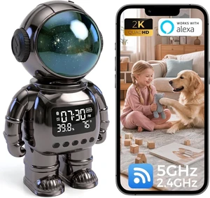 Picturesky 2K Astronaut Clock Camera, WiFi 6 Baby Monitor, 2.4G/5G Indoor Nanny Cam with Temp-Humidity Display, 2-Way Audio, Color Night Vision, AI Baby Cry & Human Detection, TF Card & Cloud Storage Picturesky 2K Astronaut Clock Camera, WiFi 6 Baby Monitor, 2.4G/5G Indoor Nanny Cam with Temp-Humidity Display, 2-Way Audio, Color Night Vision, AI Baby Cry & Human Detection, TF Card & Cloud Storage