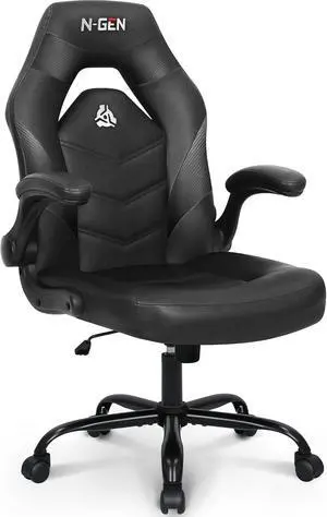 Video Gaming Chair Ergonomic Computer Desk Office Chair with Lumbar Support Adjustable Height Wheels Flip-Up Arms PU Leather Home and Office (Black) Video Gaming Chair Ergonomic Computer Desk Office Chair with Lumbar Support Adjustable Height Wheels Flip-Up Arms PU Leather Home and Office (Black)