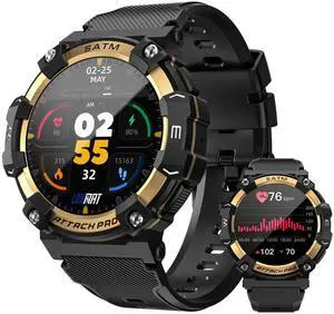 ATTACK 2 PRO sports watch features a 1.39-inch screen, Bluetooth calling, heart rate monitoring, sleep tracking, pedometer, health monitoring, over 100 sports functions, and IP68 water resistance Gold ATTACK 2 PRO sports watch features a 1.39-inch screen, Bluetooth calling, heart rate monitoring, sleep tracking, pedometer, health monitoring, over 100 sports functions, and IP68 water resistance Gold