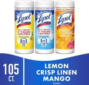Lysol Disinfecting Wipes All Purpose Cleaner Multi Surface Antibacterial Cleaning Wipes Cleaning Supplies 35 Count Each Pack of 3 Lemon Mango Hibiscus Crisp Linen Scent Lysol Disinfecting Wipes All Purpose Cleaner Multi Surface Antibacterial Cleaning Wipes Cleaning Supplies 35 Count Each Pack of 3 Lemon Mango Hibiscus Crisp Linen Scent