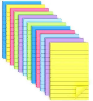 Lined Sticky Notes 12 Pack 4x6 in Bright Colors, Self-Stick Note Pads, Bulk for School Office Meeting Lined Sticky Notes 12 Pack 4x6 in Bright Colors, Self-Stick Note Pads, Bulk for School Office Meeting