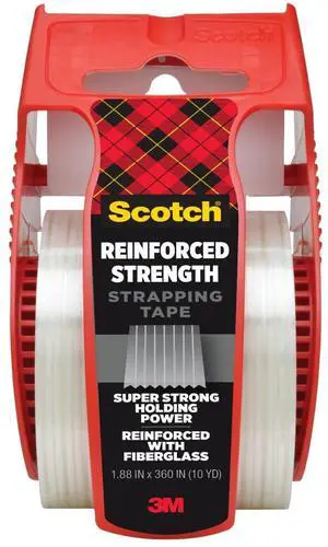 Scotch Reinforced Strength Strapping Tape 1.88in x 360in Clear Scotch Reinforced Strength Strapping Tape 1.88in x 360in Clear