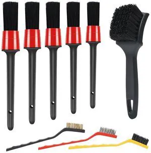 9pcs Detailing Brush Set with Steel Wire and Tire Brush for Interior Cleaning 9pcs Detailing Brush Set with Steel Wire and Tire Brush for Interior Cleaning