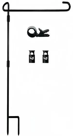 Garden Flag Pole Stand Holder with Flag Stopper and Clip, Waterproof Powder-Coated Paint for Outside Yard Flags Garden Flag Pole Stand Holder with Flag Stopper and Clip, Waterproof Powder-Coated Paint for Outside Yard Flags
