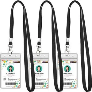 Koorito 3 Pack Clear ID Badge Holder with Lanyard Koorito 3 Pack Clear ID Badge Holder with Lanyard