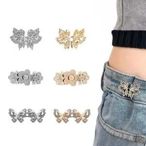 6 Sets Butterfly Waist Tightener Buttons Pins for Loose Jeans, Dresses, Skirts, Reusable Cincher Clips, No Sewing Detachable Decorative Buckles Accessories 6 Sets Butterfly Waist Tightener Buttons Pins for Loose Jeans, Dresses, Skirts, Reusable Cincher Clips, No Sewing Detachable Decorative Buckles Accessories
