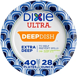 Dixie Ultra Deep Dish Disposable Paper Plates, 40 Count, 28 oz Dixie Ultra Deep Dish Disposable Paper Plates, 40 Count, 28 oz
