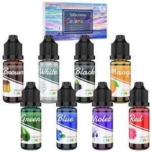 8 Colors Silicone Rubber Pigment, Vibrant Liquid Silicone Coloring Dye 8 Colors Silicone Rubber Pigment, Vibrant Liquid Silicone Coloring Dye