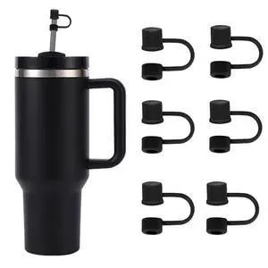 6PCS Silicone Straw Covers for Stanley Cup 30-40oz Tumbler with Handle, 10mm, Dust-Proof Reusable, Black 6PCS Silicone Straw Covers for Stanley Cup 30-40oz Tumbler with Handle, 10mm, Dust-Proof Reusable, Black