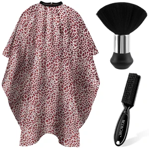 NICEMOVIC Barber Cape with Neck Duster Brush and Barber Brush, Leopard Print, Professional Salon Haircut Styling Accessories NICEMOVIC Barber Cape with Neck Duster Brush and Barber Brush, Leopard Print, Professional Salon Haircut Styling Accessories