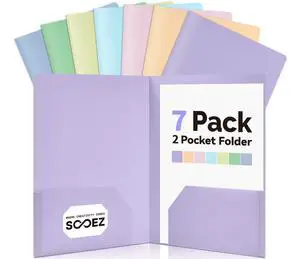 Sooez 7-Pack Pastel Heavy Duty Folders with Pockets Sooez 7-Pack Pastel Heavy Duty Folders with Pockets