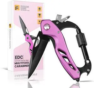 FUNBRO Pink Multitool Carabiner Bottle Opener Screwdriver FUNBRO Pink Multitool Carabiner Bottle Opener Screwdriver