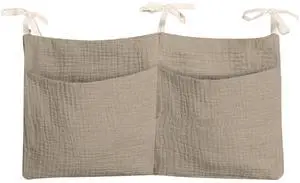 Cotton Bedside Hanging Organizer for Baby Nappy Bags, Milk Bottle, Bib Storage - Dormitory Bed Bunk Crib Organizer (Khaki) Cotton Bedside Hanging Organizer for Baby Nappy Bags, Milk Bottle, Bib Storage - Dormitory Bed Bunk Crib Organizer (Khaki)