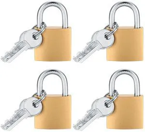 4 Pcs Small Keyed Solid Brass Padlocks with Same Keys for Toolbox Sheds Storage Unit Gym Fence Lockers 4 Pcs Small Keyed Solid Brass Padlocks with Same Keys for Toolbox Sheds Storage Unit Gym Fence Lockers