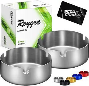 Roygra Ash Tray (2 Pack), Outdoor Ashtray for Patio with 3 Holders Roygra Ash Tray (2 Pack), Outdoor Ashtray for Patio with 3 Holders