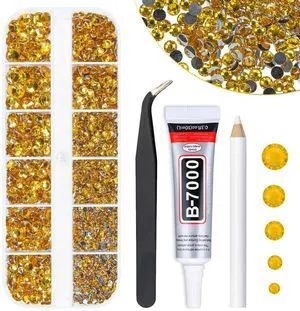 Qiipii Golden Yellow Crystal Resin Rhinestones with B7000 Jewelry Glue, Gold Flatback Stones 2-6mm for Bedazzling, Crafting, Nails, Face, Eyes, Makeup, Tumblers, Crafts Qiipii Golden Yellow Crystal Resin Rhinestones with B7000 Jewelry Glue, Gold Flatback Stones 2-6mm for Bedazzling, Crafting, Nails, Face, Eyes, Makeup, Tumblers, Crafts