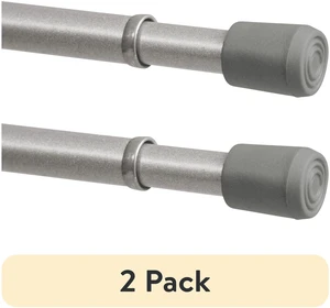 Mainstays Adjustable Spring Tension Curtain Rod, 2 Pack, 7/16in, 18-28in, Chrome Mainstays Adjustable Spring Tension Curtain Rod, 2 Pack, 7/16in, 18-28in, Chrome