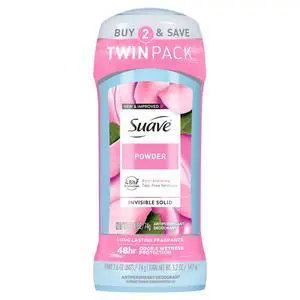Suave Antiperspirant Deodorant for Women, 48hr Protection, Powder, 2.6oz, Twin Pack Suave Antiperspirant Deodorant for Women, 48hr Protection, Powder, 2.6oz, Twin Pack