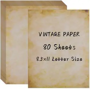 Vintage Parchment Paper, 80 Sheets, 8.5x11 Inches, Letter Size for Printer Vintage Parchment Paper, 80 Sheets, 8.5x11 Inches, Letter Size for Printer