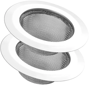 2Pcs Stainless Steel Mesh Kitchen Sink Strainer, Large Wide Rim 4.5" Diameter Sink Drain Cover Basket Catcher 2Pcs Stainless Steel Mesh Kitchen Sink Strainer, Large Wide Rim 4.5" Diameter Sink Drain Cover Basket Catcher