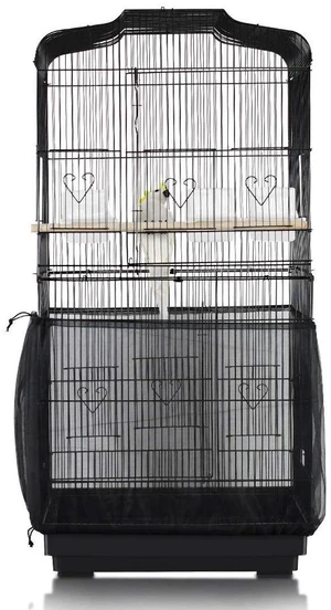 ASOCEA Bird Cage Seed Catcher 78.7-Inch Black Nylon Mesh Netting Adjustable Universal Cover Skirt for Round and Square Cages, Prevents Scatter and Mess ASOCEA Bird Cage Seed Catcher 78.7-Inch Black Nylon Mesh Netting Adjustable Universal Cover Skirt for Round and Square Cages, Prevents Scatter and Mess