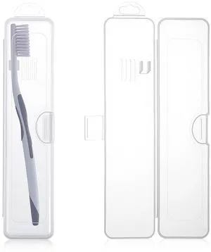 SynHHergyx Transparent Toothbrush Travel Case 2 Pack, Portable Plastic Clear Storage Container with Hook for Traveling SynHHergyx Transparent Toothbrush Travel Case 2 Pack, Portable Plastic Clear Storage Container with Hook for Traveling