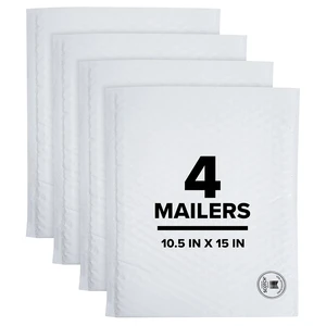 Scotch Poly Bubble Mailer Size 5, White, Large, Inside Dimensions 10.5x15in, 50% Recycled Plastic Scotch Poly Bubble Mailer Size 5, White, Large, Inside Dimensions 10.5x15in, 50% Recycled Plastic