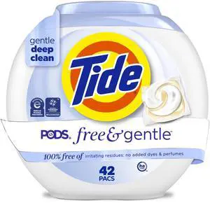 Tide Pods Free and Gentle Laundry Detergent Soap Pacs, 42 Count Tide Pods Free and Gentle Laundry Detergent Soap Pacs, 42 Count