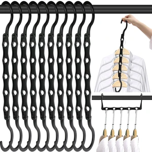 10-Pack Space Saving Hangers, Closet Organizer & Storage for Clothes, Black 10-Pack Space Saving Hangers, Closet Organizer & Storage for Clothes, Black