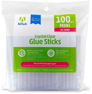 AdTech Hi-Temp Mini Hot Glue Sticks, Clear, 100 Sticks AdTech Hi-Temp Mini Hot Glue Sticks, Clear, 100 Sticks