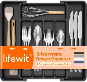 Lifewit Expandable Silverware Drawer Organizer, Kitchen Utensil Tray Lifewit Expandable Silverware Drawer Organizer, Kitchen Utensil Tray
