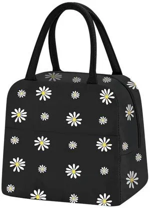 Reusable Insulated Small Lunch Bag with Daisy Pattern Portable Thermal Lunch Tote for Women Men Reusable Insulated Small Lunch Bag with Daisy Pattern Portable Thermal Lunch Tote for Women Men