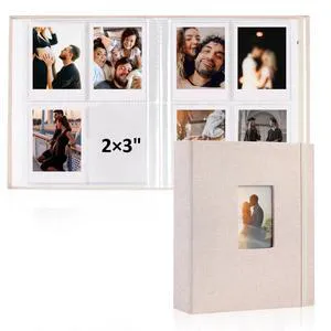 Vivinin 2PCS Polaroid Photo Album, 2x3Inch, 104 Pockets Holds 208 Pictures, Linen Hardcover, Off-white Vivinin 2PCS Polaroid Photo Album, 2x3Inch, 104 Pockets Holds 208 Pictures, Linen Hardcover, Off-white