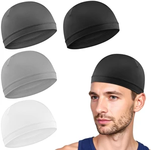 Qianyu 4pcs Skull Caps Breathable Thin Sleep Hats Running Beanie Helmet Liner Stretchy Sweat Wicking Headwear Qianyu 4pcs Skull Caps Breathable Thin Sleep Hats Running Beanie Helmet Liner Stretchy Sweat Wicking Headwear