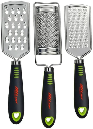ALLTOP Stainless Steel Food Graters and Handheld Zester, Set of 3, for Cheese, Nutmeg, Potato, Ginger, Garlic, and Citrus ALLTOP Stainless Steel Food Graters and Handheld Zester, Set of 3, for Cheese, Nutmeg, Potato, Ginger, Garlic, and Citrus