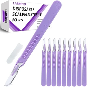 Scalpel Blades #10, Disposable Sterile Surgical Knife for Biology, Anatomy, Dermaplaning, Podiatry, Medical Student, Sculpting, Crafts Scalpel Blades #10, Disposable Sterile Surgical Knife for Biology, Anatomy, Dermaplaning, Podiatry, Medical Student, Sculpting, Crafts
