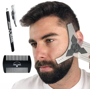 Beard Shaper & Barber Pencil, Beard Lineup Guide Template with Comb for Styling and Edging Beard Shaper & Barber Pencil, Beard Lineup Guide Template with Comb for Styling and Edging
