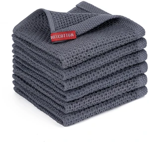 100% Cotton Kitchen Dish Cloths 6-Pack, 12x12in, Dark Grey 100% Cotton Kitchen Dish Cloths 6-Pack, 12x12in, Dark Grey