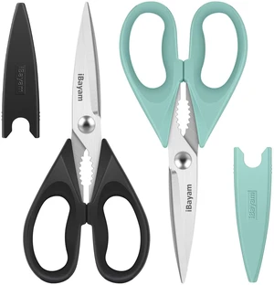 iBayam 2-Pack Heavy Duty All-Purpose Kitchen Scissors with Blade Covers iBayam 2-Pack Heavy Duty All-Purpose Kitchen Scissors with Blade Covers