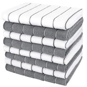 AIDEA Kitchen Towels 8-Pack, Dish Cloth 12x12 Inch, Grey AIDEA Kitchen Towels 8-Pack, Dish Cloth 12x12 Inch, Grey
