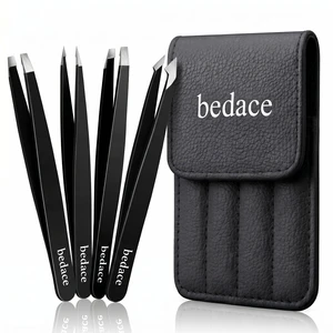BEDACE Thickened 430 Stainless Steel High Precision Slant Point Flat Hook Tweezers for Facial Hair, Eyebrows, Ingrown Hair, Men and Women BEDACE Thickened 430 Stainless Steel High Precision Slant Point Flat Hook Tweezers for Facial Hair, Eyebrows, Ingrown Hair, Men and Women